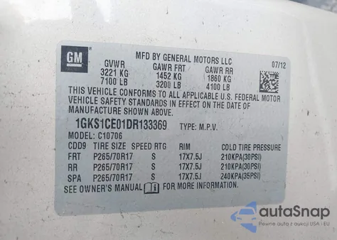 2013 GMC Yukon Slt из США, поврежденный, VIN 1GKS1CE01DR133369